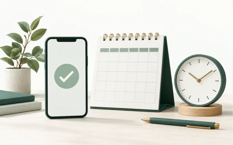 スマートフォンとカレンダーで勤怠管理を表したイメージ図